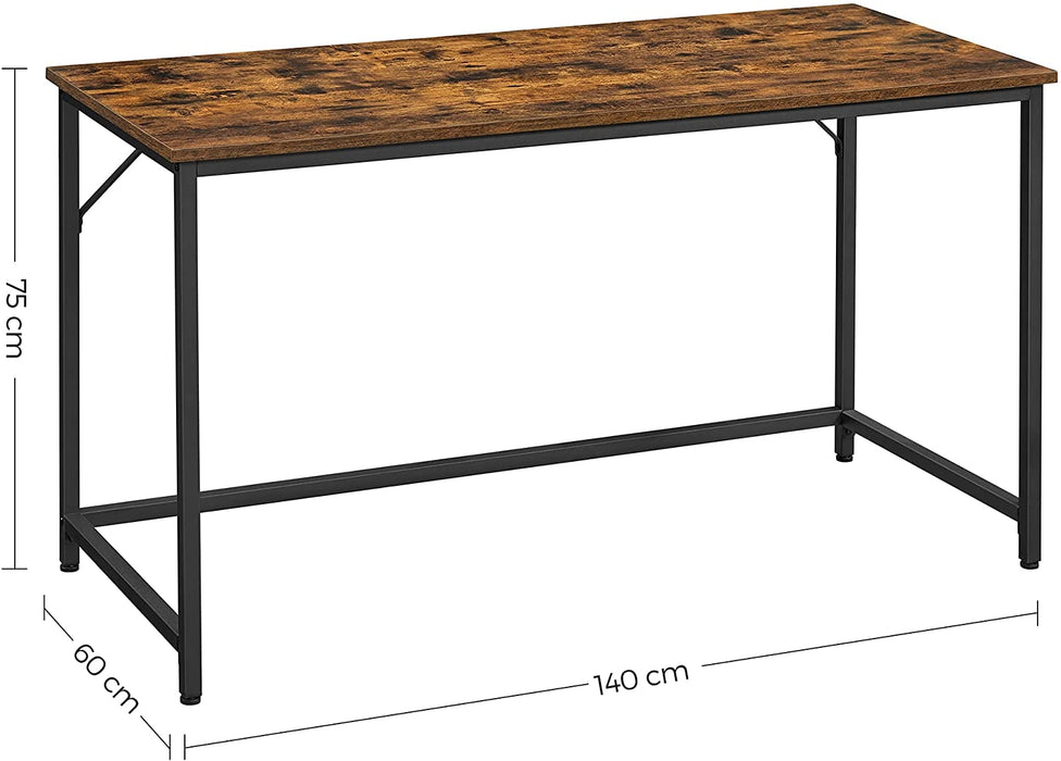 Schreibtisch, Computertisch, schmaler Bürotisch, 140 x 60 x 75 cm, Arbeitszimmer, Homeoffice, Büro, einfacher Aufbau, Stahl, Industrie-Design