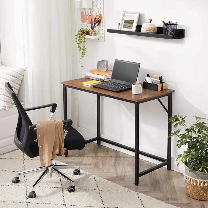 Schreibtisch, Computertisch, schmaler Bürotisch, 100 x 50 x 75 cm, Arbeitszimmer, Homeoffice, Büro, einfacher Aufbau, Metall, Industrie-Design