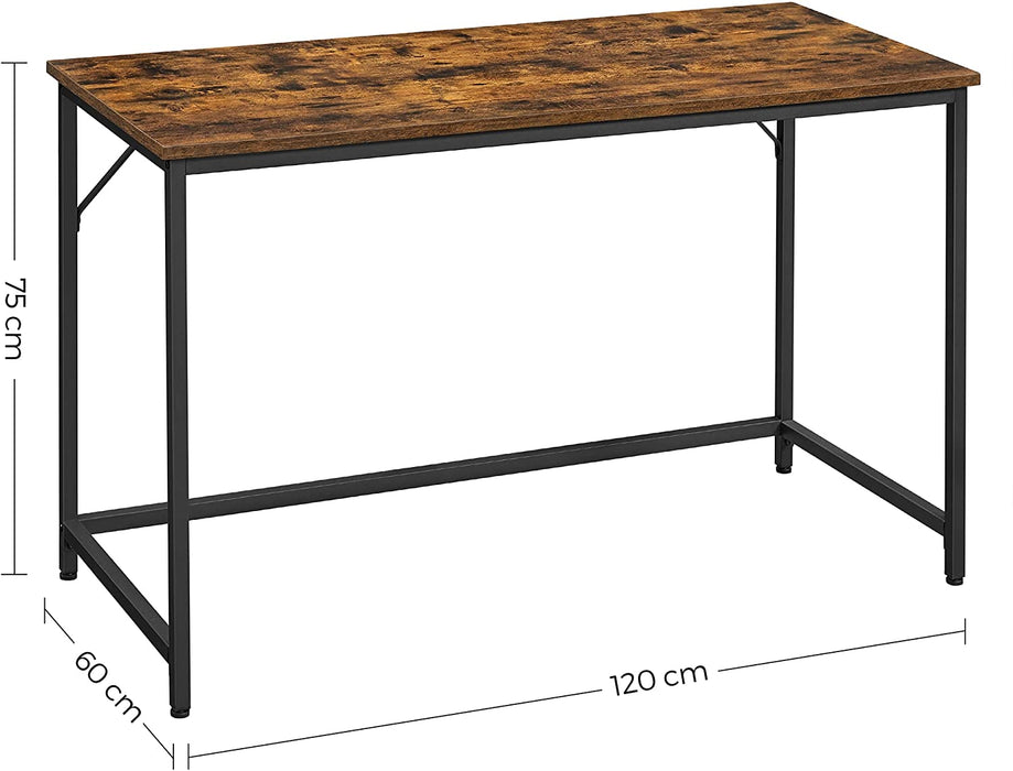 Schreibtisch, Computertisch, schmaler Bürotisch, 120 x 60 x 75 cm, Arbeitszimmer, Homeoffice, Büro, einfacher Aufbau, Stahl, Industrie-Design