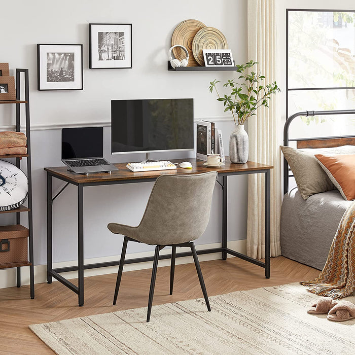 Schreibtisch, Computertisch, schmaler Bürotisch, 140 x 60 x 75 cm, Arbeitszimmer, Homeoffice, Büro, einfacher Aufbau, Stahl, Industrie-Design