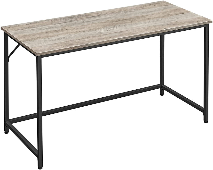 Schreibtisch, Computertisch, schmaler Bürotisch, 140 x 60 x 75 cm, Arbeitszimmer, Homeoffice, Büro, einfacher Aufbau, Stahl, Industrie-Design, Greige