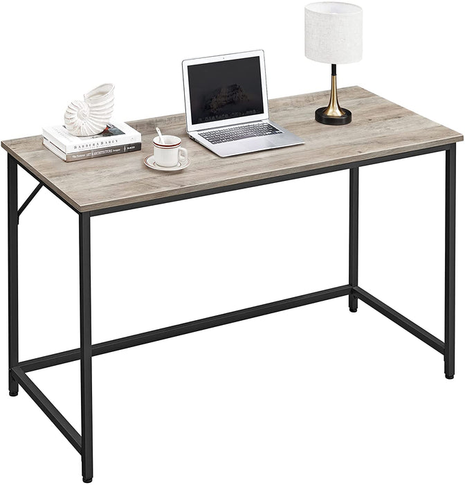 Schreibtisch, Computertisch, schmaler Bürotisch, 120 x 60 x 75 cm, Arbeitszimmer, Homeoffice, Büro, einfacher Aufbau, Stahl, Industrie-Design, Greige