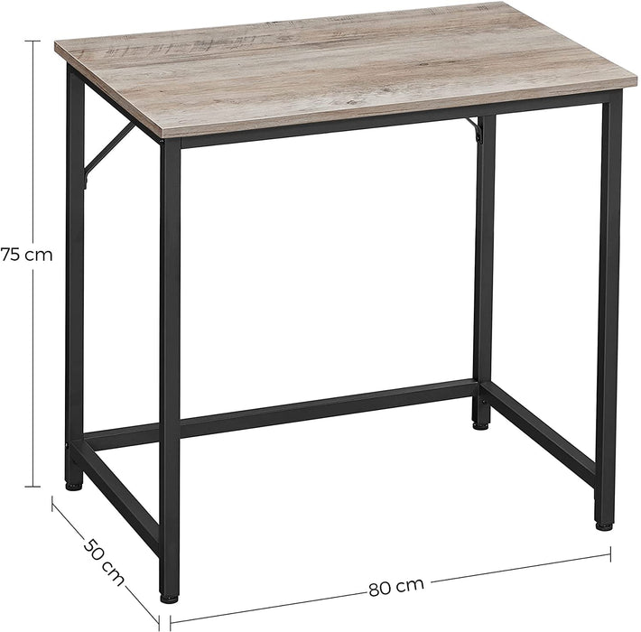 Schreibtisch, Computertisch, schmaler Bürotisch, 80 x 50 x 75 cm, Arbeitszimmer, Homeoffice, Büro, einfacher Aufbau, Stahl, Industrie-Design, Greige