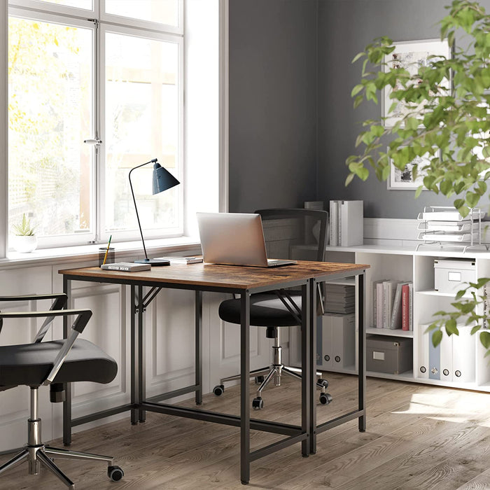 Schreibtisch, Computertisch, schmaler Bürotisch, 100 x 50 x 75 cm, Arbeitszimmer, Homeoffice, Büro, einfacher Aufbau, Metall, Industrie-Design
