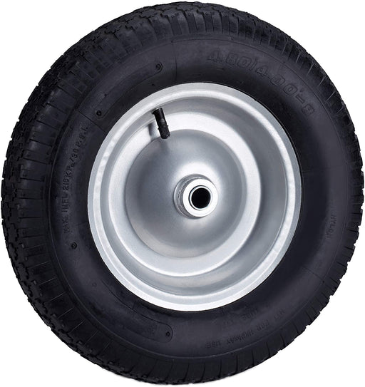 Schubkarrenrad 4.80 4.00-8, luftbereift, Ersatzrad mit Stahlfelge und Ventil, Komplettrad bis 120 kg, Gummi, luftb grau