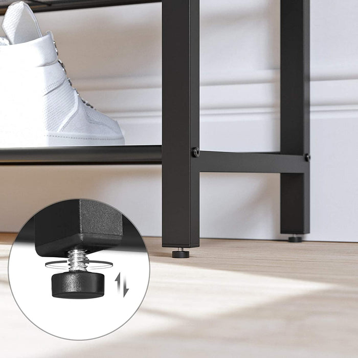 Schuhregal, Schuhablage mit 4 Gitterebenen und großzügiger Oberfläche für Taschen, für den Eingangsbereich, Flur, 100 x 30 x 92,5 cm, Industrie-Design