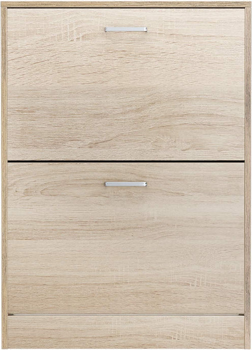 Schuhschrank mit 2 Klappen, Schuhkipper, Trennwände verstellbar und abnehmbar, für 12 Paar Damenschuhe oder 8 Paar Herrenschuhe, kleiner Flur