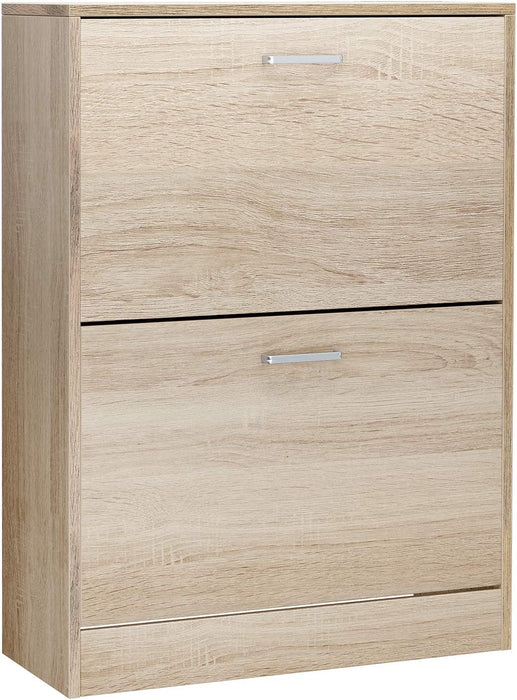 Schuhschrank mit 2 Klappen, Schuhkipper, Trennwände verstellbar und abnehmbar, für 12 Paar Damenschuhe oder 8 Paar Herrenschuhe, kleiner Flur