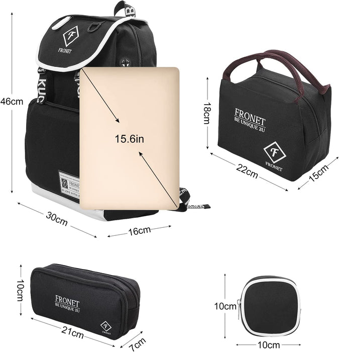 Schulrucksack Jungen Mädchen Teenager Schulranzen, Schultaschen Set 4-in-1 mit Lunch Taschen Federmäppchen Kinder Geldbörsen, Kinderrucksack Rucksäcke