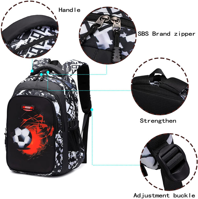 Schulrucksack Jungen Teenager Schultaschen Mädchen Ranzen Ergonomischem Kinder Rucksäcke Fußball Druck Schulranzen für 8 10 15 Jahre School Bags 