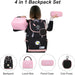 Schulrucksack Mädchen Teenager Schulranzen, Schultaschen-Set 4-in-1 mit Lunch Taschen Federmäppchen Kinder-Geldbörsen, Kinderrucksack Laptop Rucksäcke