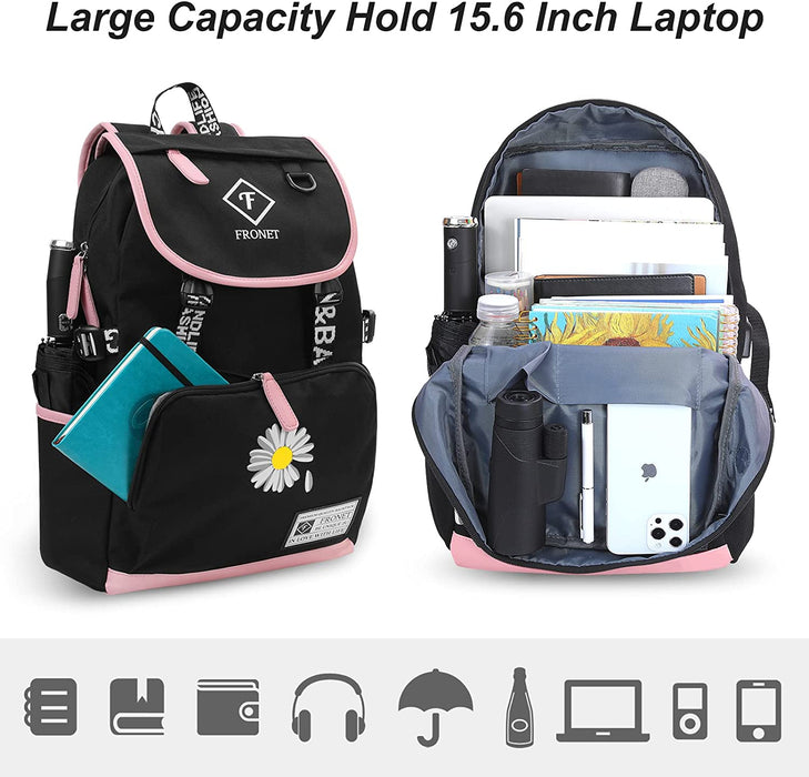 Schulrucksack Mädchen Teenager Schulranzen, Schultaschen-Set 4-in-1 mit Lunch Taschen Federmäppchen Kinder-Geldbörsen, Kinderrucksack Laptop Rucksäcke