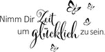 Schwarz Wandtattoo Schmetterlinge für Wanddeko,Sprüche Zitate Nimm Dir Zeit Um Glücklich Zu Sein Wandsticker Wandaufkleber Kleben Aufkleber Wandbilder