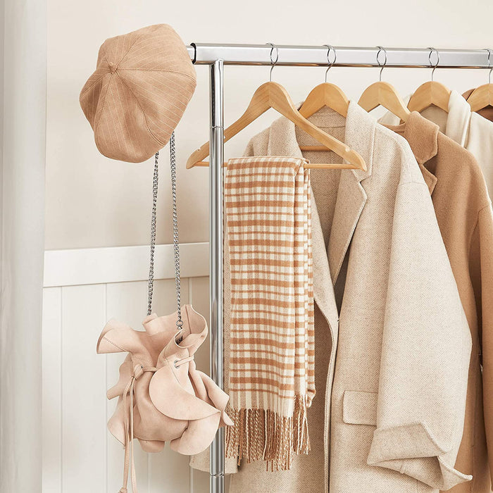 Schwerlast-Kleiderständer, 2er Set, Garderobenständer auf Rollen, bis 90 kg belastbar, mit ausziehbarer Kleiderstange, zusammenklappbares Unterteil