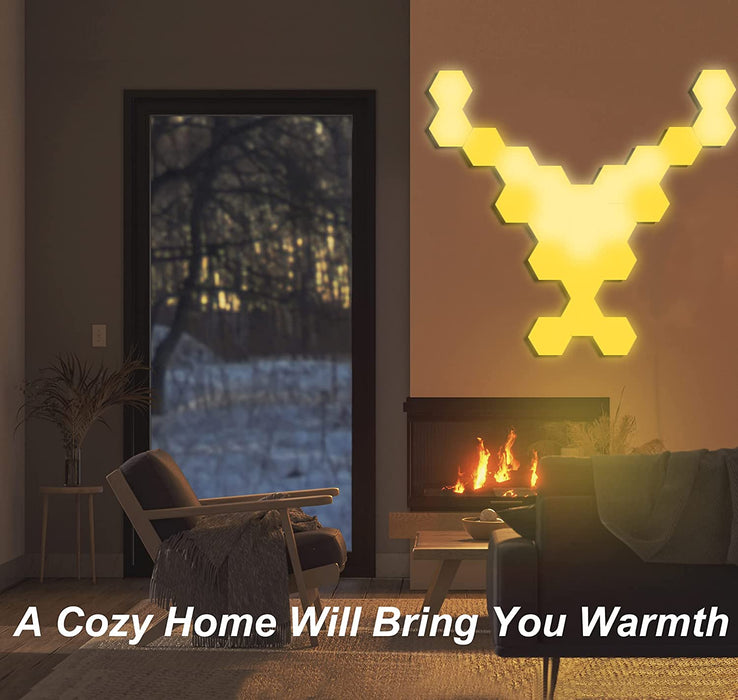 Sechseck Wandleuchte mit Fernbedienung, Smart Touch Modulare LED Licht Wandpanel RGB Nachtlicht DIY Geometrie Spleißen Quantum Leuchte für Zuhause