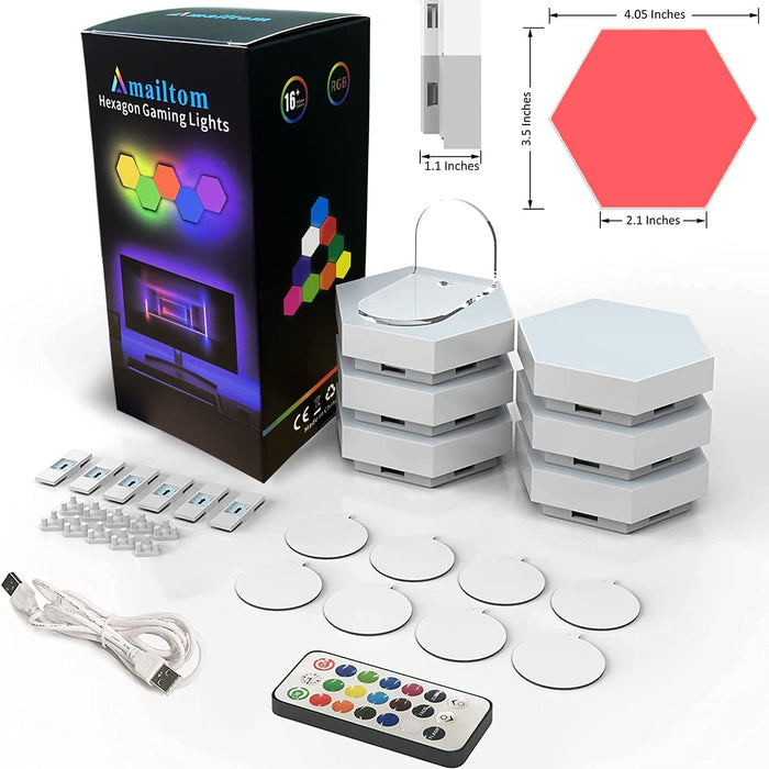 Sechseck Wandleuchte mit Fernbedienung, Smart Touch Modulare LED Licht Wandpanel RGB Nachtlicht DIY Geometrie Spleißen Quantum Leuchte für Zuhause