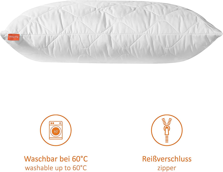 Seitenschläferkissen, Kopfkissen, Stillkissen, Ökotex, waschbar bis 60 Grad, Made in EU, Füllmengengarantie, Größengarantie, 40 x 145 cm, weiß