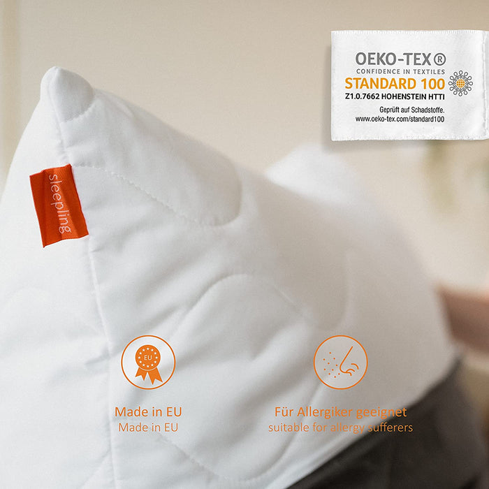 Seitenschläferkissen, Kopfkissen, Stillkissen, Ökotex, waschbar bis 60 Grad, Made in EU, Füllmengengarantie, Größengarantie, 40 x 145 cm, weiß