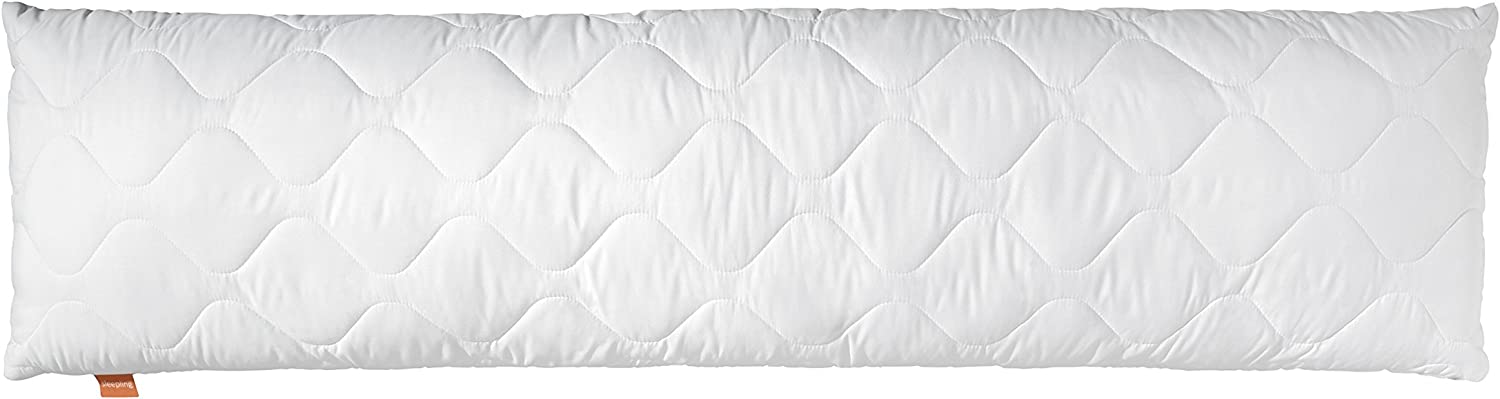 Seitenschläferkissen, Kopfkissen, Stillkissen, Ökotex, waschbar bis 60 Grad, Made in EU, Füllmengengarantie, Größengarantie, 40 x 145 cm, weiß
