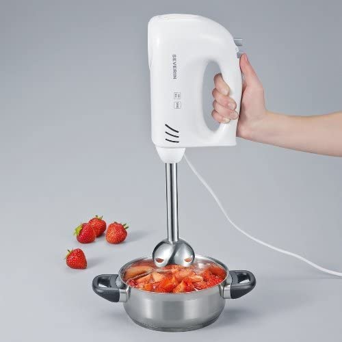 Severin Handmixer mit Stabmixer-Aufsatz, 300 W, weiß/grau