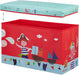 Sitzbox Kinder, Faltbare Aufbewahrungsbox mit Stauraum, Deckel, Piratenmotiv, Jungen & Mädchen, 50 Liter, rot