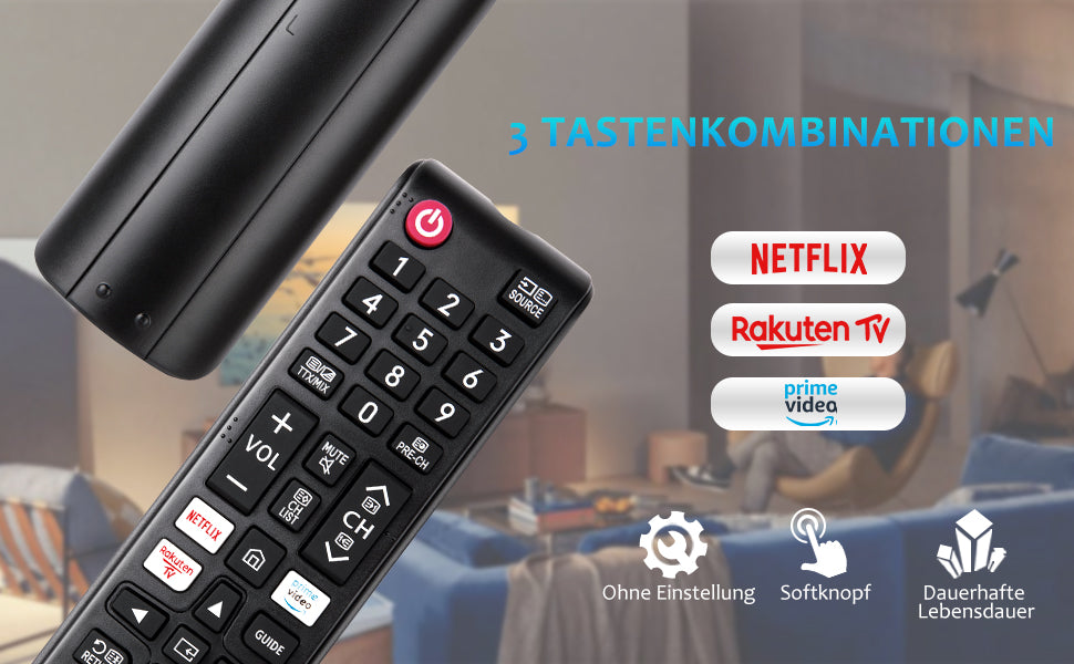 Smart Remote BN59-01315B für Samsung 4K UHD HDR Crystal QLED-Fernseher, Samsung UE-Serie Quantum TVs Ersatz durch Netflix/Rakuten/Prime Video