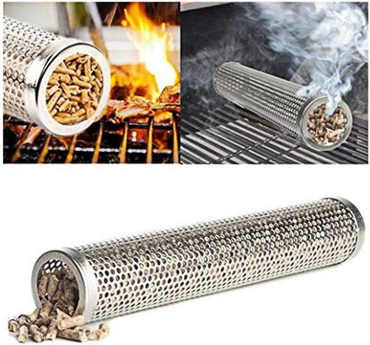 Smokerröhre Räucherröhre aus 304 Edelstahl - Kaltrauch-Zubehör für Gasgrill und Kohlegrill - Räucherbox, Pellet-Smoker