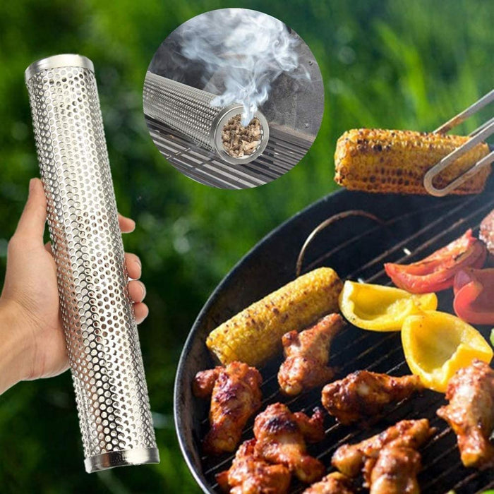 Smokerröhre Räucherröhre aus 304 Edelstahl - Kaltrauch-Zubehör für Gasgrill und Kohlegrill - Räucherbox, Pellet-Smoker