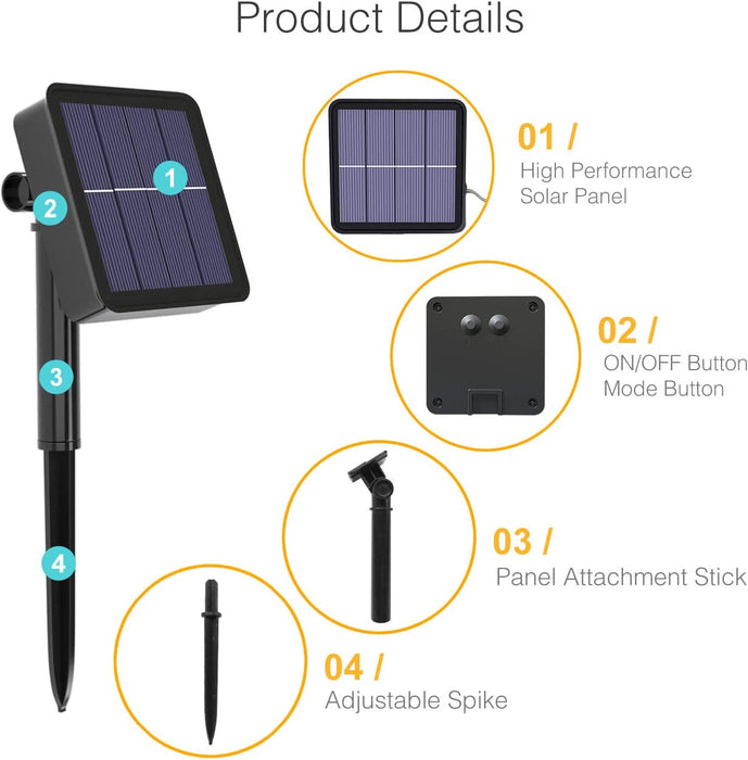 [2 Stück] Solar Lichterkette Aussen, 12M 120 LED Lichterkette Außen Wasserdicht KupferDraht 8 Modus Solarlichterkette Deko für Garten, Balkon