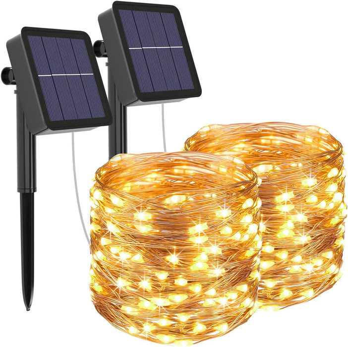 [2 Stück] Solar Lichterkette Aussen, 12M 120 LED Lichterkette Außen Wasserdicht KupferDraht 8 Modus Solarlichterkette Deko für Garten, Balkon