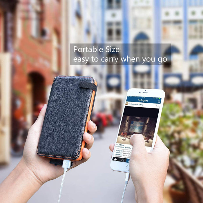 Solar Powerbank 25000mAh Tragbare Solar Ladegerät mit 4 Solarpanels, Outdoor wasserfester externer Akku mit 2 USB Ports für Smartphones, Tablets und mehr