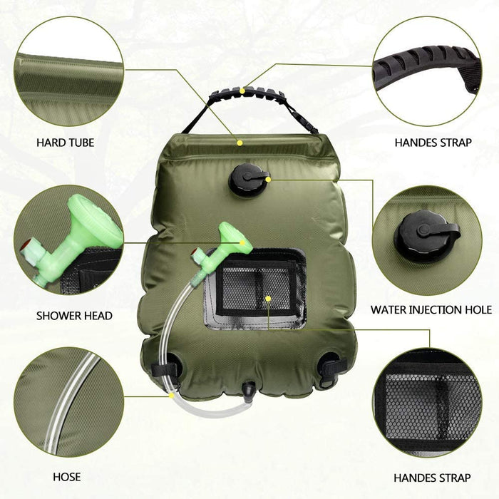 Solardusche Outdoor, 20L Campingdusche Solar Wassersack Heizung Camping Dusche Tasche mit Duschkopf Gartendusche Pooldusche Warmwasser