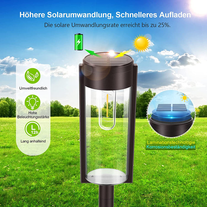 Solarlampen für Außen Garten, 4 Stück Solarleuchten Garten mit Warmweiß Wolfram Licht, IP65 Wasserdicht Solar Gartenleuchten Gartendeko Rasen Gehweg