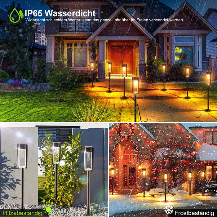 Solarlampen für Außen Garten, 4 Stück Solarleuchten Garten mit Warmweiß Wolfram Licht, IP65 Wasserdicht Solar Gartenleuchten Gartendeko Rasen Gehweg