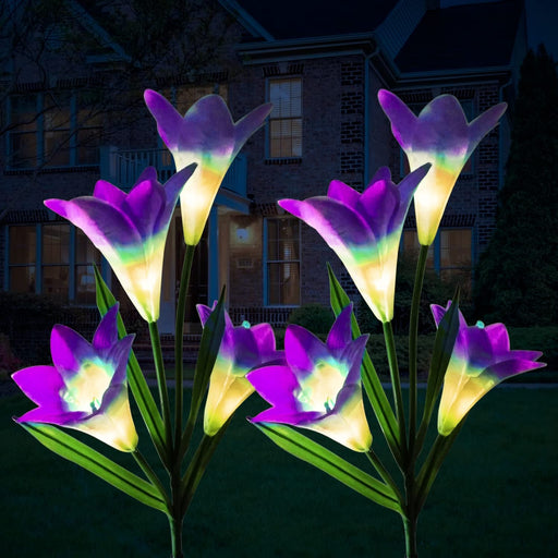 Solarlampen für Außen, 2 Stück Solarleuchten für Außen Garten Deko mit Farbwechsel LED, IP65 Wasserdicht, Solar Gartenleuchte für Rasen, Balkon, Terassen, Hof (Violett) 