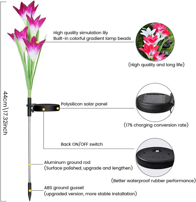 Solarlampen für Außen, 2 Stück Solarleuchten für Außen Garten Deko mit Farbwechsel LED, IP65 Wasserdicht, Solar Gartenleuchte für Rasen, Balkon, Terassen, Hof (Violett) 