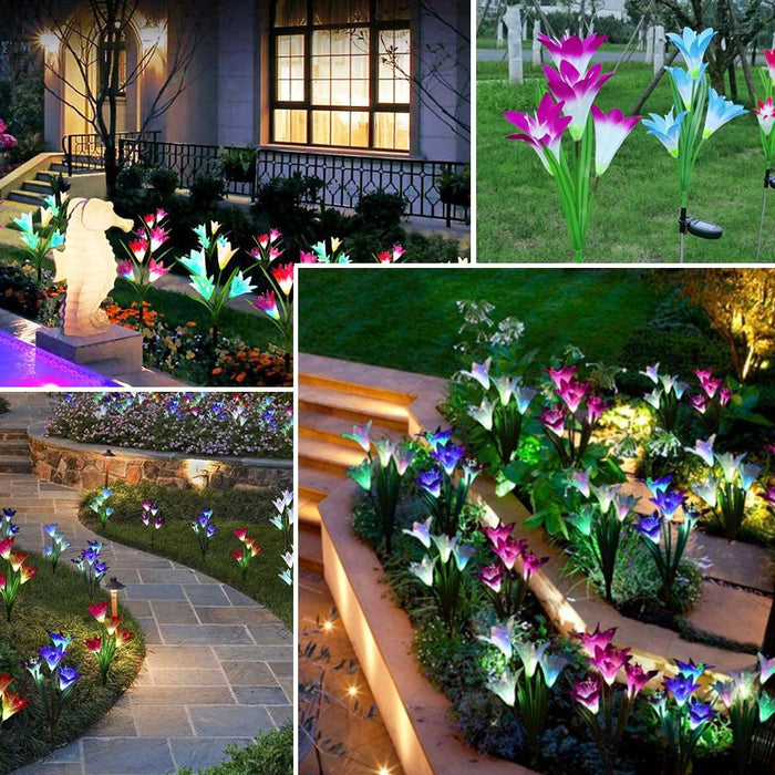 Solarlampen für Außen, 2 Stück Solarleuchten für Außen Garten Deko mit Farbwechsel LED, IP65 Wasserdicht, Solar Gartenleuchte für Rasen, Balkon, Terassen, Hof (Violett) 