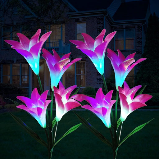 Solarlampen für Außen, 2 Stück Solarleuchten für Außen Garten Deko mit Farbwechsel LED, IP65 Wasserdicht, Solar Gartenleuchte für Rasen, Balkon