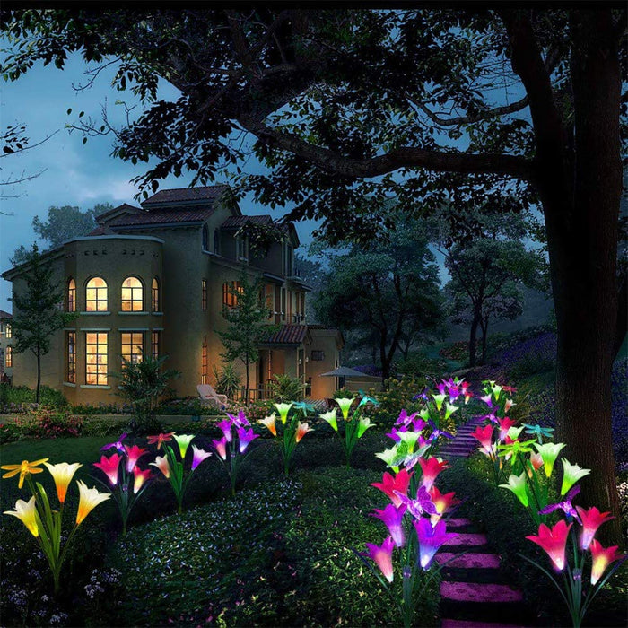 Solarlampen für Außen, 4 Stück Solarleuchten für Außen Garten Deko mit Farbwechsel LED, IP65 Wasserdicht, Solar Gartenleuchte für Rasen, Balkon