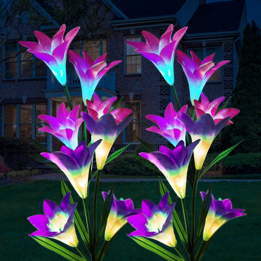 Solarlampen für Außen, 4 Stück Solarleuchten für Außen Garten Deko mit Farbwechsel LED, IP65 Wasserdicht, Solar Gartenleuchte für Rasen, Balkon