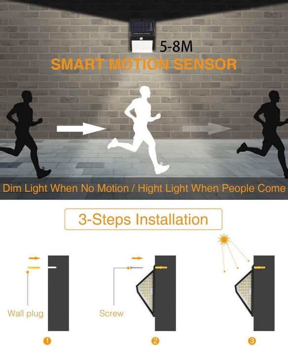 Solarlampen für Außen, 【4 Stück】140 LED Solar Aussenleuchte mit Bewegungsmelder Wasserdichte Solarleuchten für Außen Winterfest 