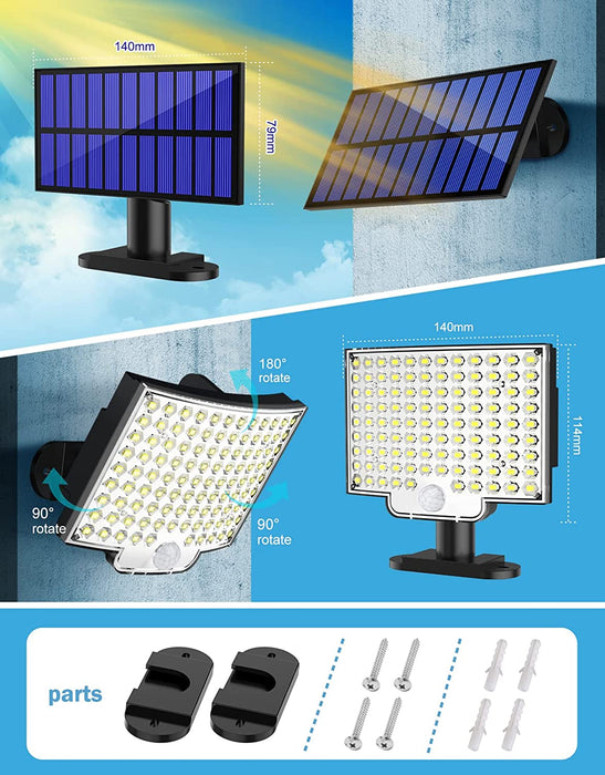 Solarlampen für Außen, MPJ 106 LED Solarleuchte Aussen mit Bewegungsmelder, IP65 Wasserdichte, 120°Beleuchtungswinkel, Solar Wandleuchte