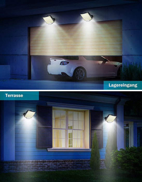 Solarlampen für Außen, MPJ 106 LED Solarleuchte Aussen mit Bewegungsmelder, IP65 Wasserdichte, 120°Beleuchtungswinkel, Solar Wandleuchte