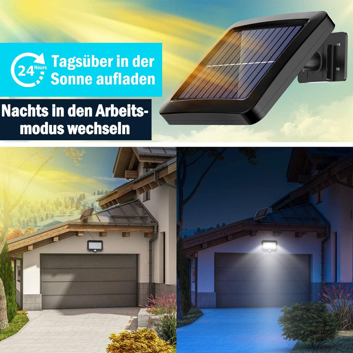 Solarlampen für Außen, MPJ 56 LED Solarleuchte Aussen mit Bewegungsmelder, IP65 Wasserdichte, 120°Beleuchtungswinkel, Solar Wandleuchte für Garten