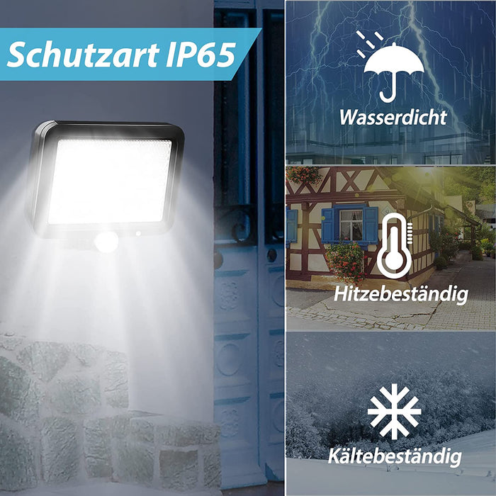 Solarlampen für Außen mit Bewegungsmelder, Solar Aussenleuchte mit 3 Modi und Schalter, 56 LED Solarleuchten mit 5 m Kabel, 120° Beleuchtungswinkel