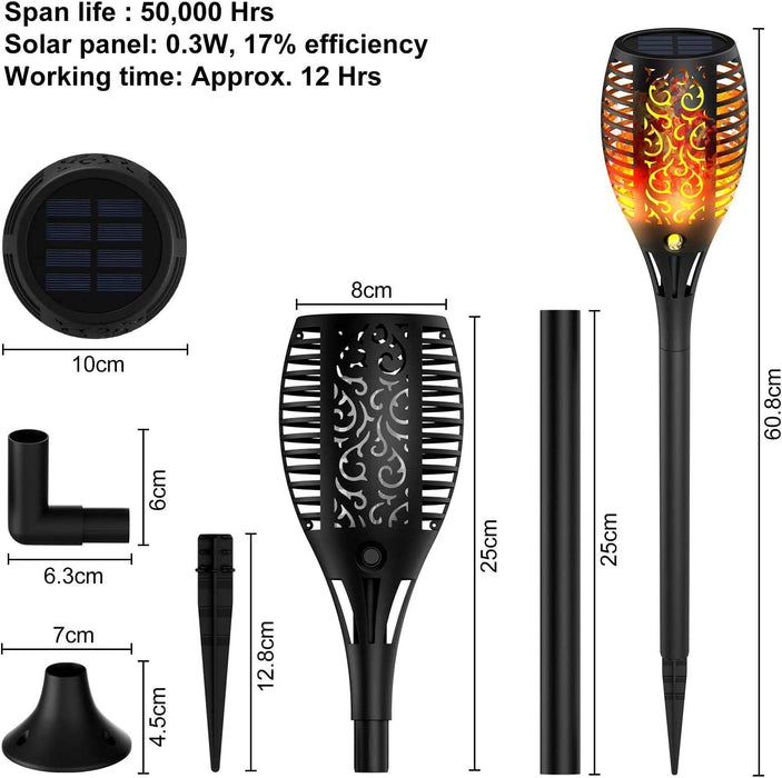 Solarleuchten garten außen, 4 Stücke Solar Flammenlicht mit Wasserdichte IP65, Automatische Ein/Aus für Garten, Hof, Balkon, Auffahrt, Weg