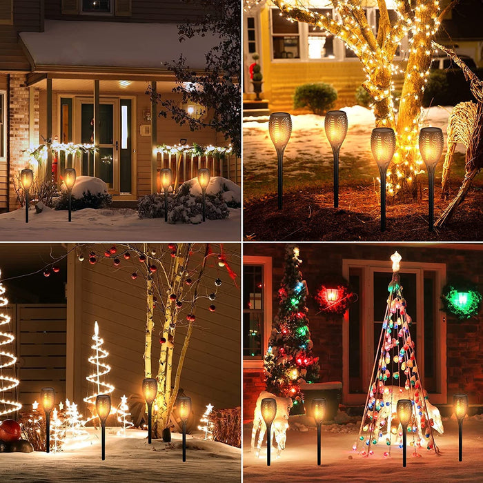 Solarleuchten garten außen, 4 Stücke Solar Flammenlicht mit Wasserdichte IP65, Automatische Ein/Aus für Garten, Hof, Balkon, Auffahrt, Weg