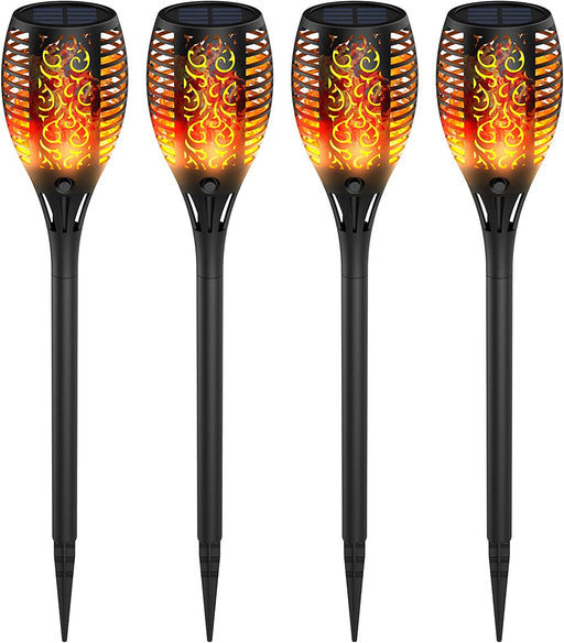 Solarleuchten garten außen, 4 Stücke Solar Flammenlicht mit Wasserdichte IP65, Automatische Ein/Aus für Garten, Hof, Balkon, Auffahrt, Weg