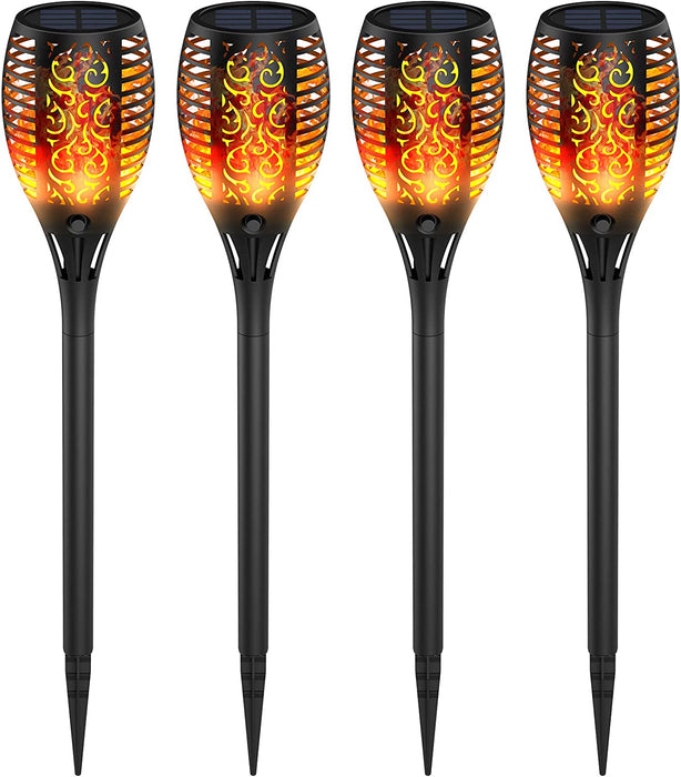 Solarleuchten garten außen, 4 Stücke Solar Flammenlicht mit Wasserdichte IP65, Automatische Ein/Aus für Garten, Hof, Balkon, Auffahrt, Weg