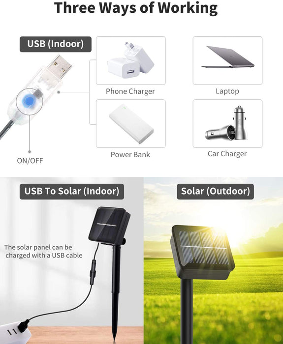 Solar lichterkette Aussen, 11M 60 LED Solar Lichterkette Außen/Innen LED Solarlichterkette mit 8 Modi IP65 Wasserdicht, für Garten Balkon Room Tor Hof